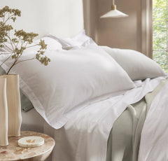Signature Hemmed Duvet Set - White/Pewter Delicate Stripe