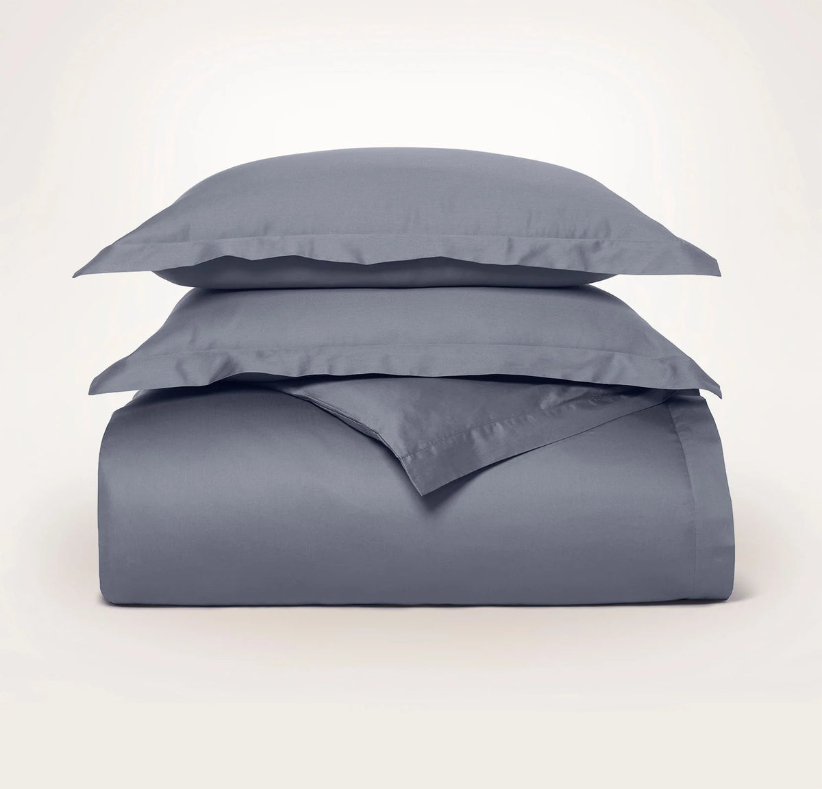 Percale Hemmed Duvet Set - Mineral