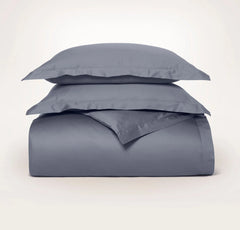 Percale Hemmed Duvet Set - Mineral