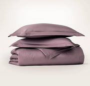 Signature Hemmed Duvet Set - Plum
