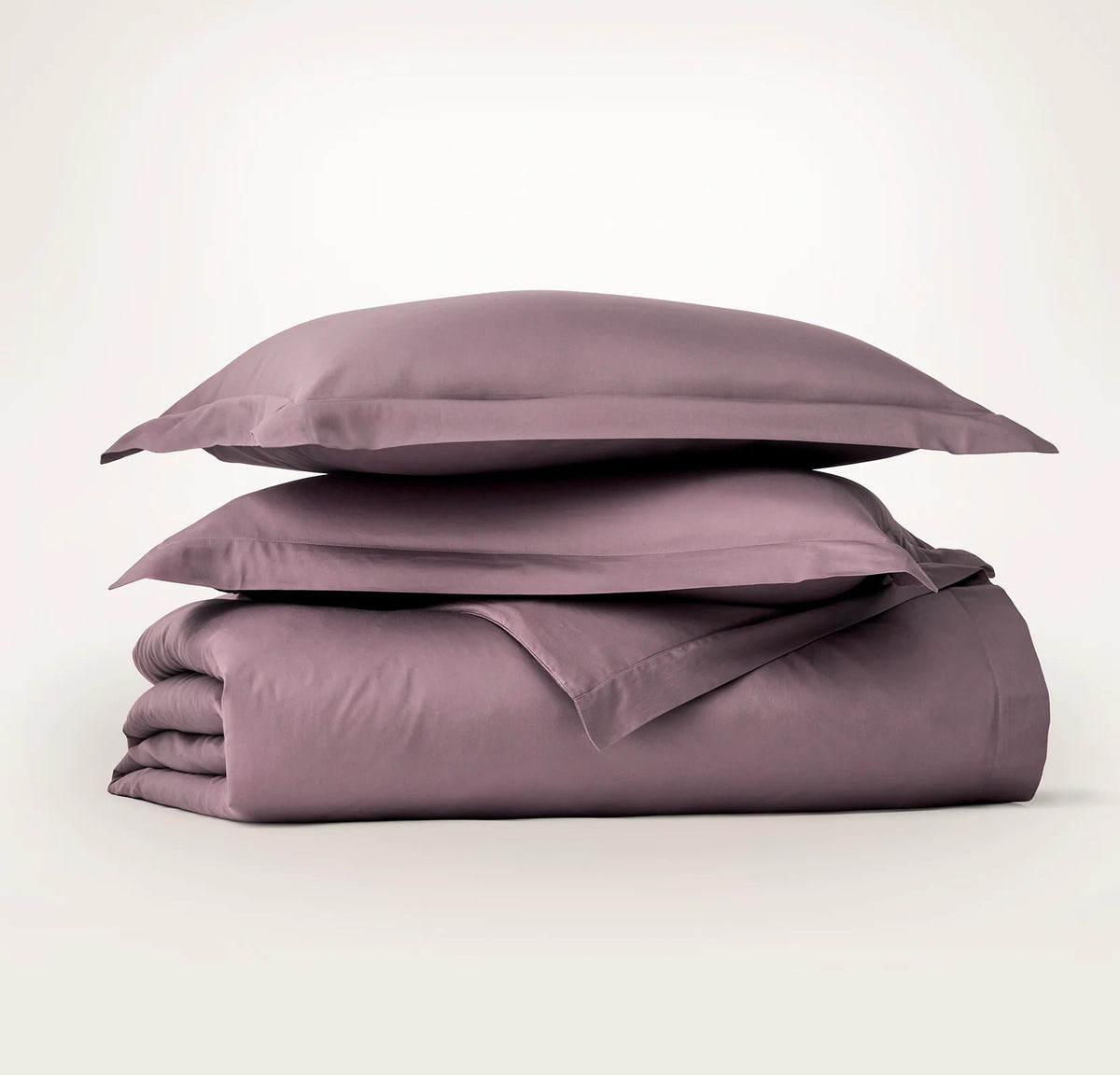 Signature Hemmed Duvet Set - Plum