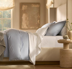 Signature Embellished Duvet Set - Hydrangea/White Piped Edge