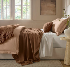 Modern Crochet Bed Blanket - Chestnut