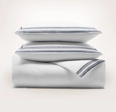 Signature Embellished Duvet Set - White/Mineral Ladder Stitch