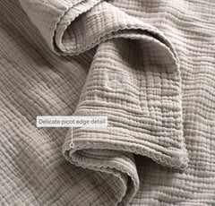 Dream Baby Blanket - Pewter/Cream Picot