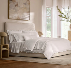 Signature Embellished Sheet Set - White/Mist Curved Edge