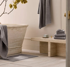 Turkish Ribbed Bath Mat - Stone