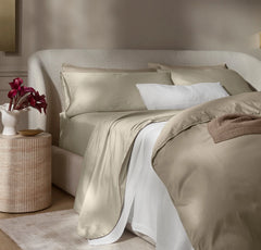 Signature Embellished Pillowcase Set - Oak/Walnut Piped Edge