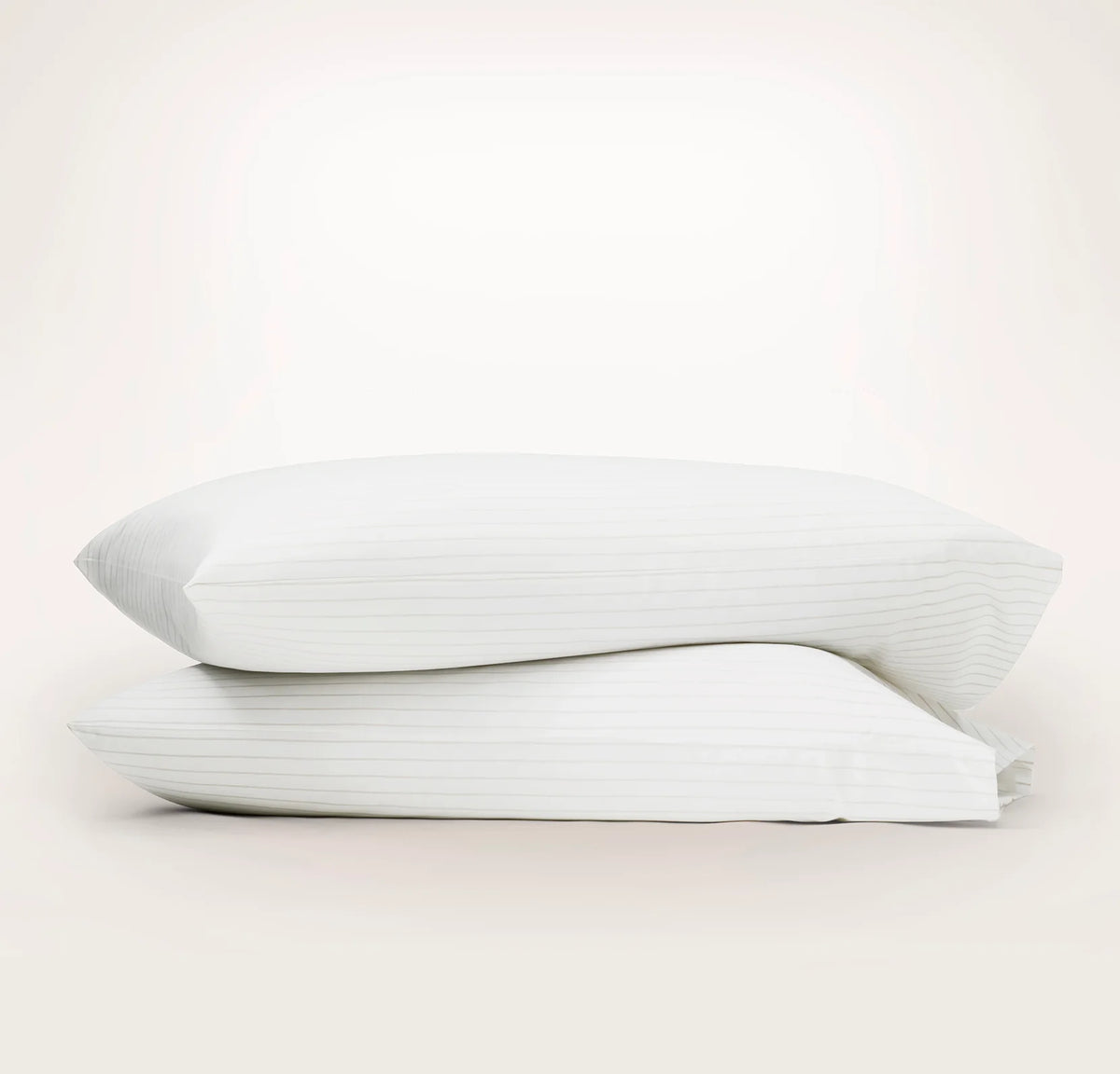 Percale Hemmed Pillowcase Set - White/Oak Simple Stripe