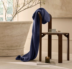 Turkish Ribbed Bath Sheet - Coastal Navy