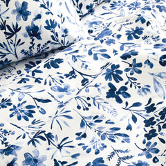 Signature Hemmed Pillowcase Set - Navy Botanical
