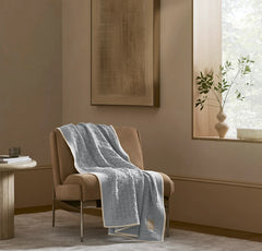 Basketweave Knit Throw Blanket - Shore/Sand