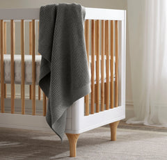 Ribbed Knit Baby Blanket - Heathered Stone
