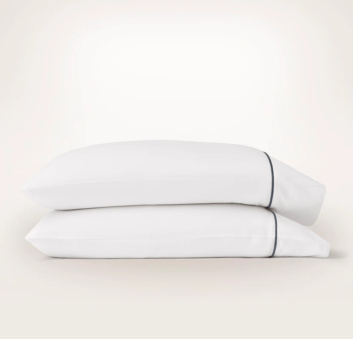 Percale Embellished Pillowcase Set - White/Mineral Embroidered