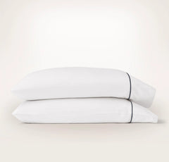 Percale Embellished Pillowcase Set - White/Mineral Embroidered