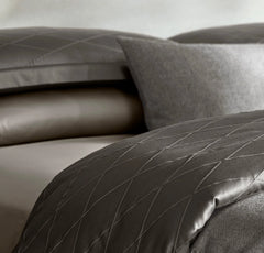 Reserve Embellished Duvet Set - Stone/Stone Embroidered Lattice