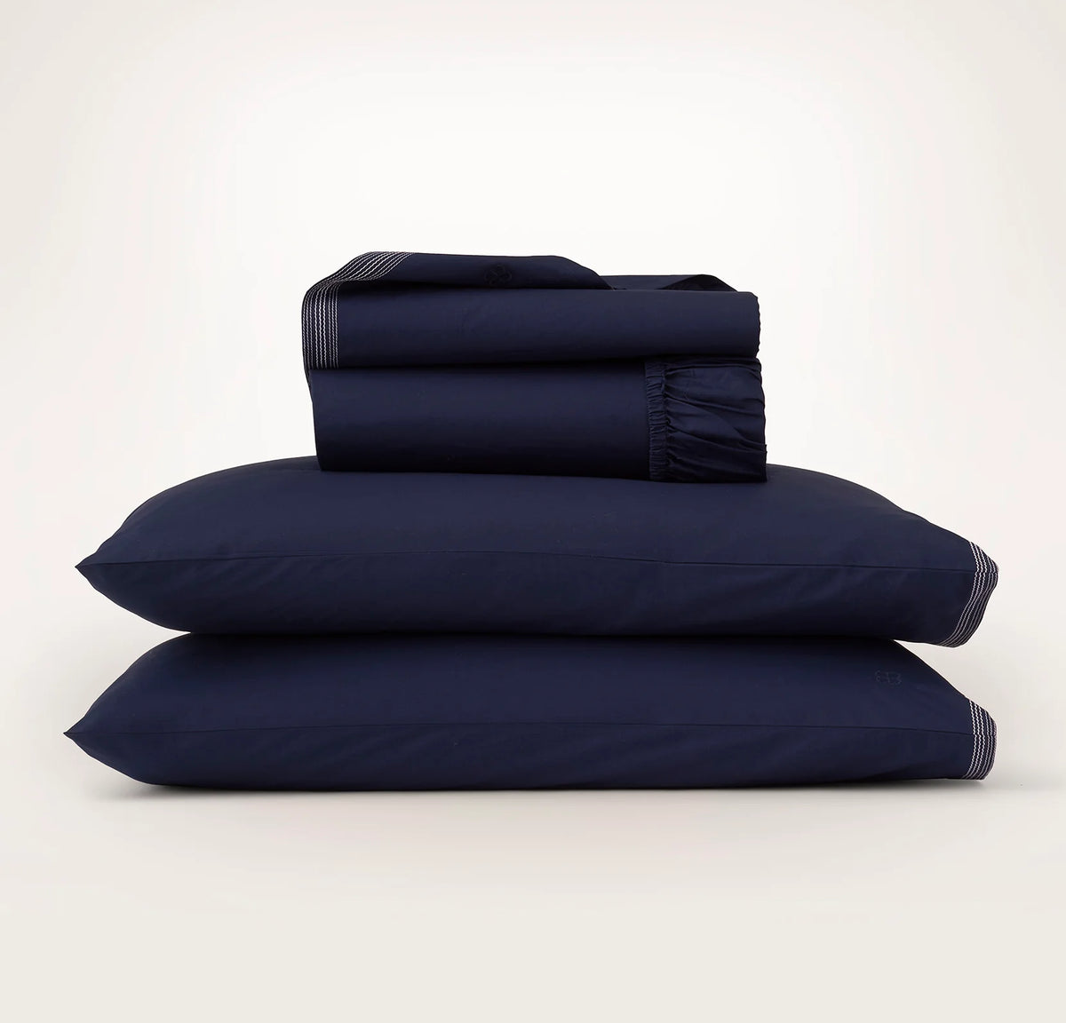 Percale Embellished Sheet Set - Coastal Navy/White Sail Stitch
