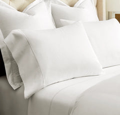 Percale Embellished Pillowcase Set - White/White Embroidered